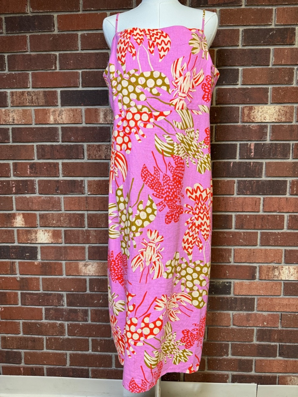 Rachel Zoe Pink Lobster Print Linen Blend Dress Size XL